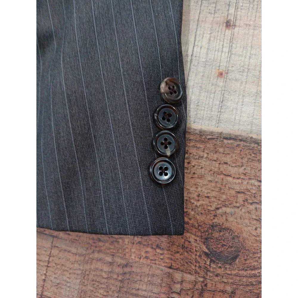Loro Piana Hickey Freeman‎ Tasmania 120 Pinstripe Wool Blazer Brown 50L 2248